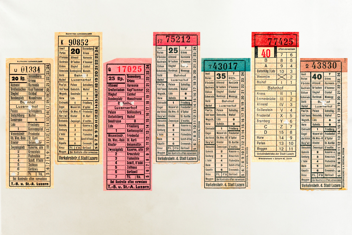 Sammlung an Billetten aus den 50er Jahren. (Foto Kurt Hunziker) Sammlung an Billetten aus den 50er Jahren. (Foto Kurt Hunziker)